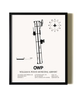 Framed William R. Pogue Municipal Airport wall art poster in black frame