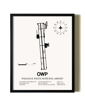 Framed William R. Pogue Municipal Airport wall art poster in black frame