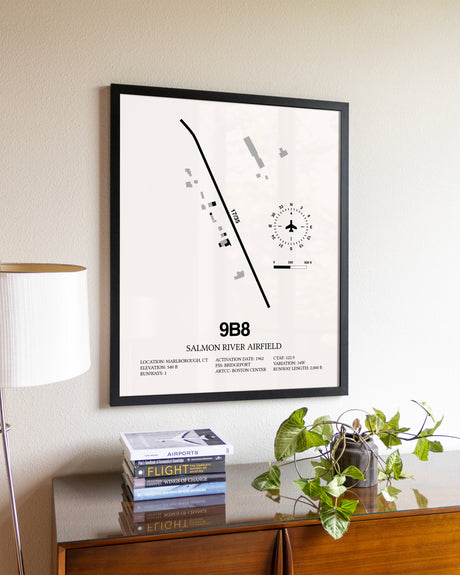 Salmon River Airfield aviation wall décor in black wood frame