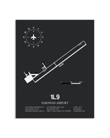 Gray Framed Parowan Airport layout wall art poster