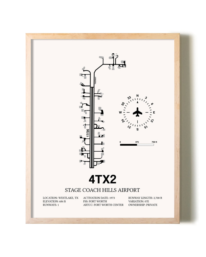 Stage Coach Hills Airport framed wall art in white frame