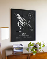 Gray Framed Cologne Bonn Airport wall art poster in black frame