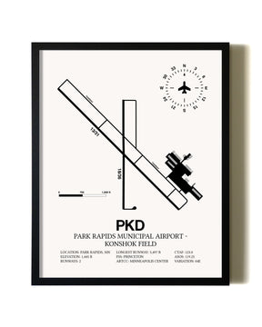 Framed Park Rapids Municipal Airport-Konshok Field wall art poster in black frame