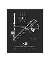 Gray Framed Sebastian Municipal Airport layout wall art poster