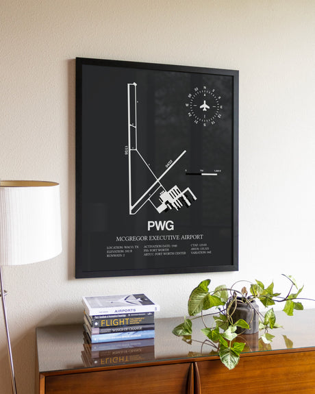 Gray Framed McGregor Executive Airport wall art poster in black frame