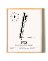 Pecan Plantation Airport framed wall art in white frame