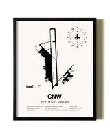 Framed TSTC Waco Airport wall art poster in black frame