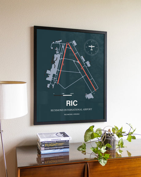 Framed Richmond International Airport layout wall art poster