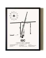 Framed Capitol Drive Airport wall art poster in black frame