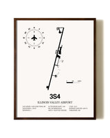 Illinois Valley Airport aviation print in walnut frame