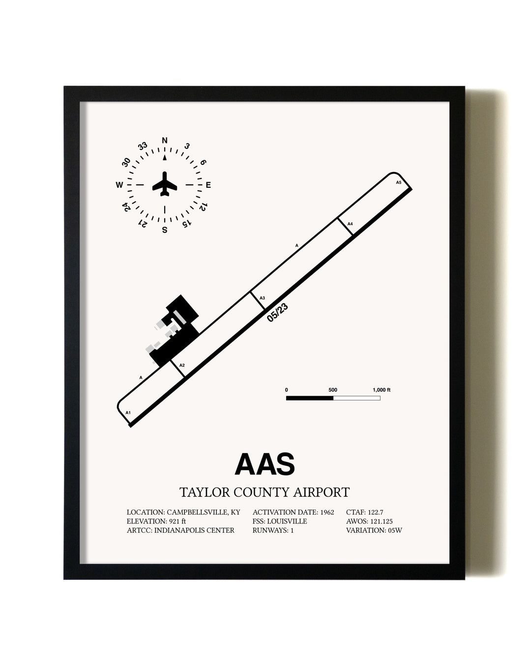 Framed Taylor County Airport wall art poster in black frame
