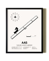 Framed Taylor County Airport wall art poster in black frame