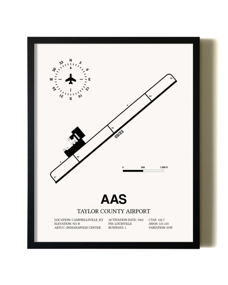 Framed Taylor County Airport wall art poster in black frame