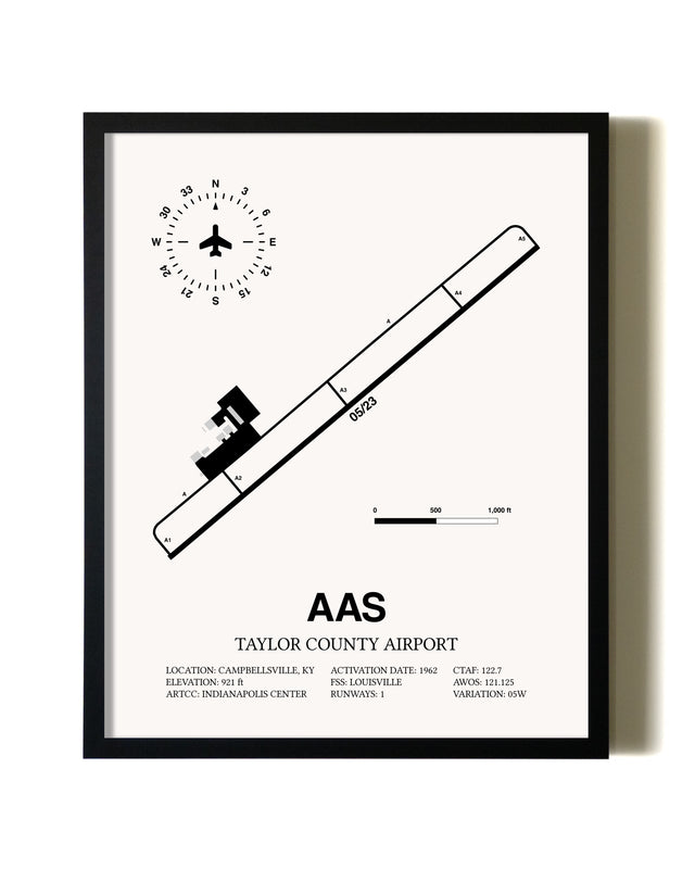 Framed Taylor County Airport wall art poster in black frame