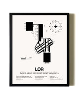 Framed Lowe Army Heliport (Fort Novosel) wall art poster in black frame