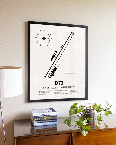 Cy Nunnally Memorial Airport aviation wall décor in black wood frame