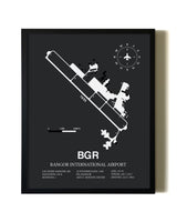 Unframed Bangor International Airport map print poster