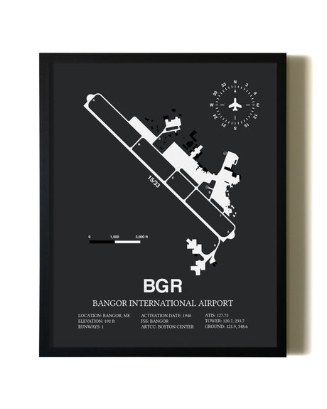 Unframed Bangor International Airport map print poster