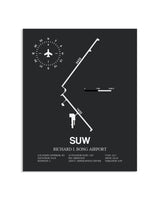 Gray Framed Richard I Bong Airport layout wall art poster