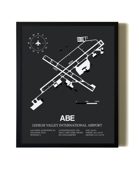 Unframed Lehigh Valley International Airport map print poster