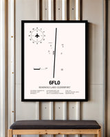 Seminole Lake Gliderport framed poster displayed in an airplane hangar