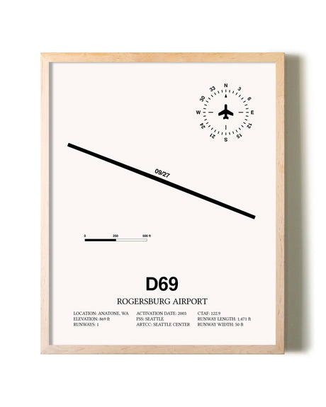 Rogersburg Airport framed wall art in white frame