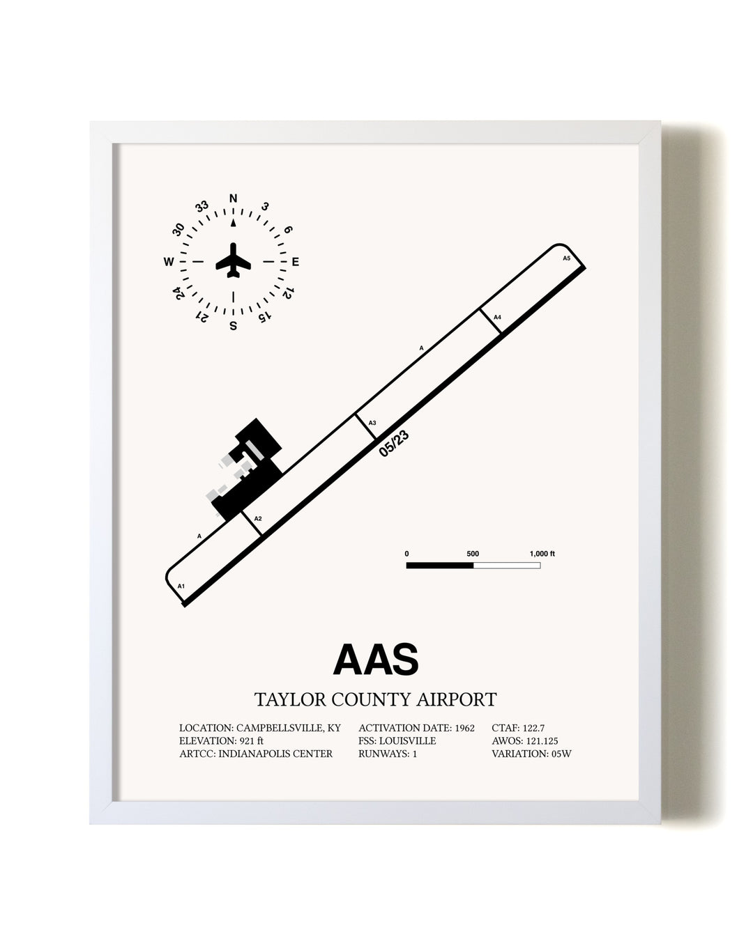 Taylor County Airport airport map poster in oak frame