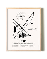 Batten International Airport framed wall art in white frame
