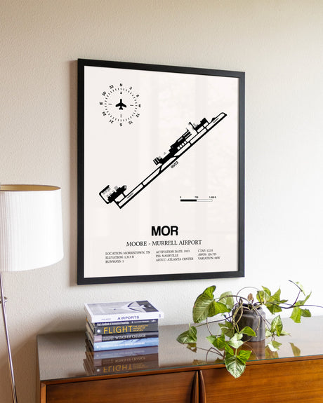 Moore-Murrell Airport aviation wall décor in black wood frame
