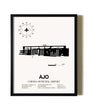 Framed Corona Municipal Airport wall art poster in black frame