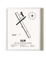 New Ulm Municipal Airport airport map poster in oak frame