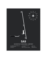Gray Framed Roosevelt Memorial Airport layout wall art poster