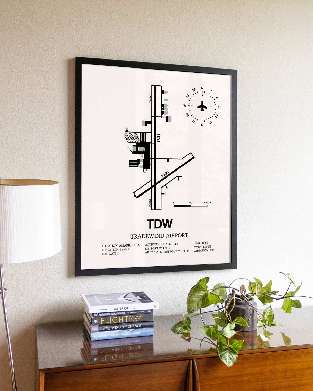 Tradewind Airport aviation wall décor in black wood frame