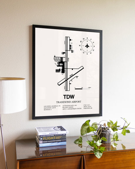 Tradewind Airport aviation wall décor in black wood frame