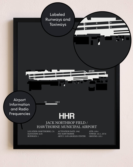 Jack Northrop Field / Hawthorne Municipal Airport poster size comparison chart