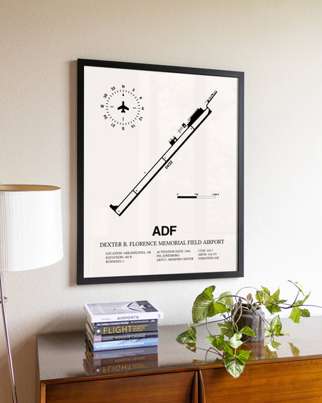 Dexter B. Florence Memorial Field Airport aviation wall décor in black wood frame