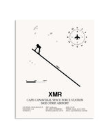 Gray Cape Canaveral Space Force Station Skid Strip Airport framed poster displayed in an airplane hangar