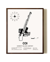 Merritt Island Airport aviation print in walnut frame