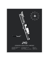 Gray Framed Leesburg Executive Airport layout wall art poster