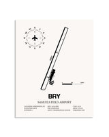 Gray Samuels Field Airport framed poster displayed in an airplane hangar