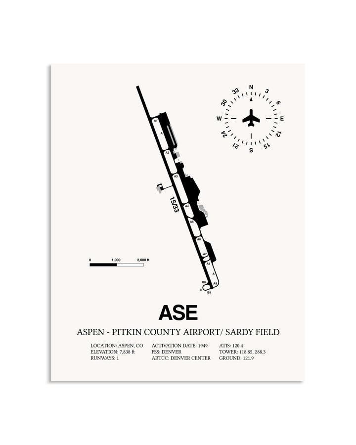 Gray Aspen-Pitkin County Airport / Sardy Field framed poster displayed in an airplane hangar