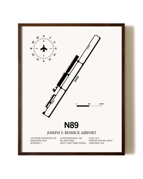 Joseph Y. Resnick Airport aviation print in walnut frame
