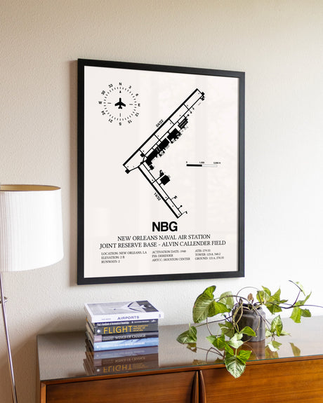 New Orleans Naval Air Station Joint Reserve Base-Alvin Callender Field aviation wall décor in black wood frame