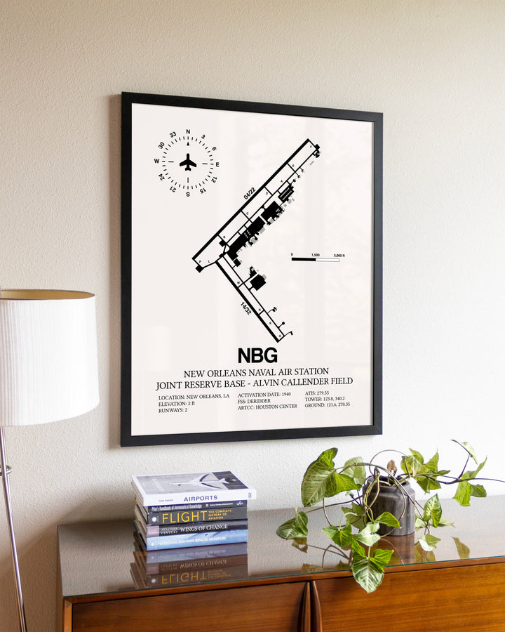 New Orleans Naval Air Station Joint Reserve Base-Alvin Callender Field aviation wall décor in black wood frame