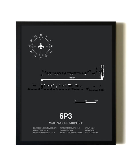 Unframed Waunakee Airport map print poster