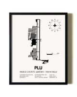 Framed Pierce County Airport / Thun Field wall art poster in black frame