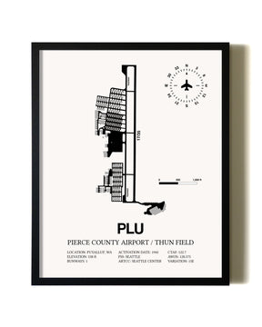 Framed Pierce County Airport / Thun Field wall art poster in black frame