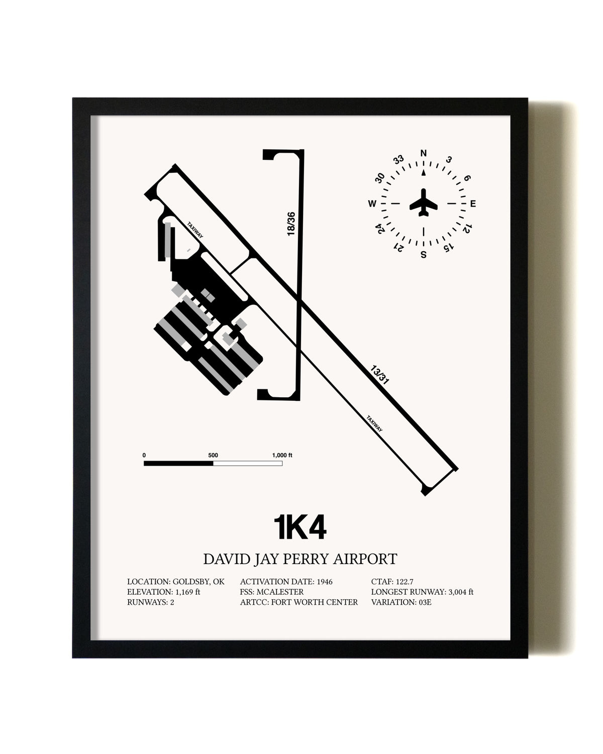 Framed David Jay Perry Airport wall art poster in black frame