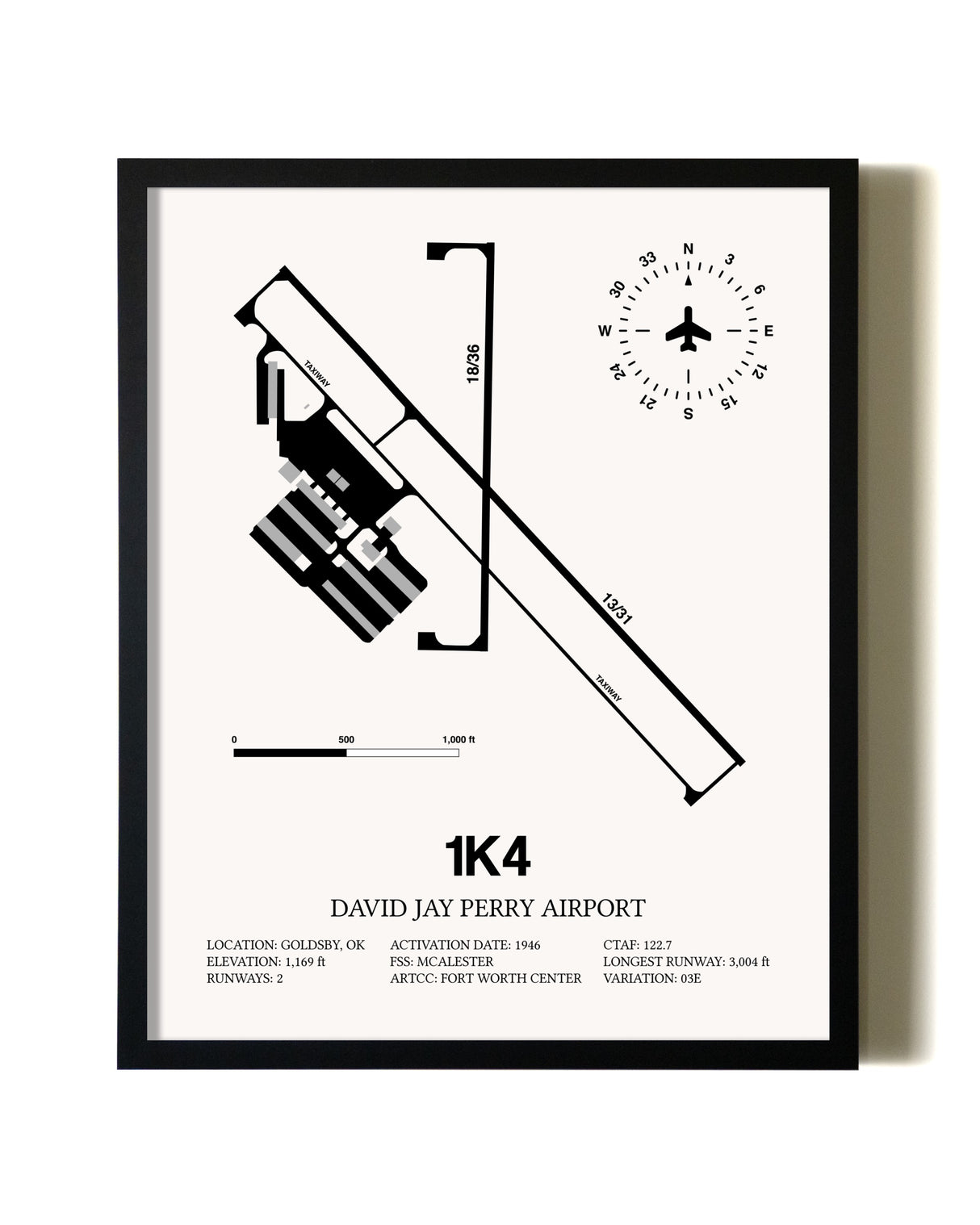 Framed David Jay Perry Airport wall art poster in black frame