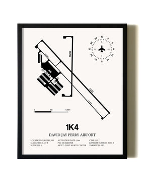Framed David Jay Perry Airport wall art poster in black frame